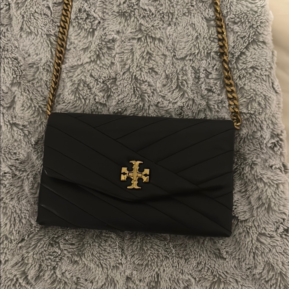 Tory Burch Black and Gold Clutch Wristlet